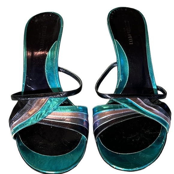Emilio Pucci Shoes - Emilio Pucci size 10 shades of purple blue metalic slides  lightly worn